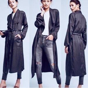 🔥Anthropologie Trapunto Charcoal Duster Jacket XS